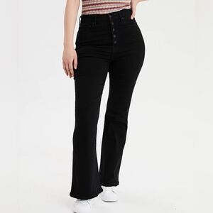 AE Curvy Highest Rise Flare Jeans - Black - Size 12 X-Long